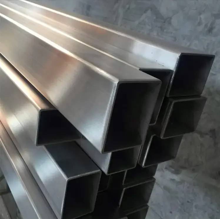 High quality Aisi 201 304 316l 430 Inox Welded Square Tube Rectangular Ss Hairline Hollow Section Stainless Steel Pipe