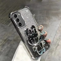 Coque de téléphone portable électroplaquée à paillettes avec support miroir lapin pour Samsung Galaxy S26 S25 S24 S23 Ultra A17 A37 A57 A56