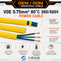 Cable Plano H03VVH2-F 3G0.75mm² VDE 300/500V 80 ° Cable de Alimentación C para Pequeños Electrodomésticos