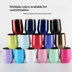 Tasse isotherme en acier inoxydable 304 à double paroi sous vide, forme œuf 12oz, pour le commerce transfrontalier, modèle ventru - Product Image 2