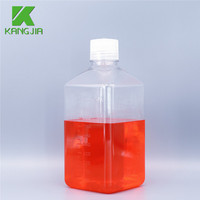 Flacon carré gradué de 500 ml en PET/PETG pour sérum ou milieu de culture, utilisé en laboratoire