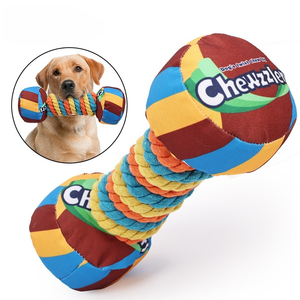 Squeaky Dog Chew Toy <span class=keywords><strong>Candy</strong></span> <span class=keywords><strong>Dumbbell</strong></span> Limpieza de dientes Molar para entrenamiento Tiempo de Unión interactivo Suministros para mascotas - Product Image 1