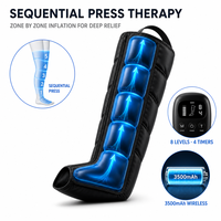 Masseur de jambes portable à compression d'air, bottes de récupération à 5 chambres, sans fil, 3500 mAh, 6 modes, 8 niveaux, écran LCD