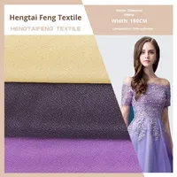 Tissu en maille de lin diamanté 100 % polyester 120D - Respirant, avec revêtement PU moelleux, poids moyen, pour robes de mariée et robes de soirée