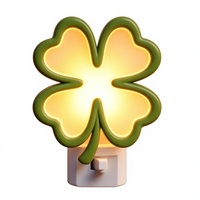 Ornement de fête irlandaise, Saint-Patrick, trèfle à quatre feuilles 3D, lumière LED à brancher, veilleuse porte-bonheur, décoration festive pour la maison et les fêtes
