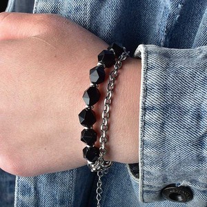 Toptan yeni erkek takı kaplan gözü taş gümüş kaplama paslanmaz çelik moda zincir bilezik - Product Image 2