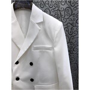 Haute qualité nouveau <span class=keywords><strong>Blazer</strong></span> manteaux 2025 printemps été femmes col cranté noir bouton poche Patchwork à manches longues blanc Blazers - Product Image 3