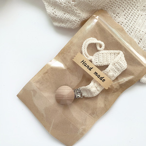 Clip para Chupón <span class=keywords><strong>de</strong></span> Bebé Hecho a Mano 100% con Algodón Orgánico, Estilo Boho, Cadena para Chupón <span class=keywords><strong>de</strong></span> Madera para Recién Nacidos - Product Image 3