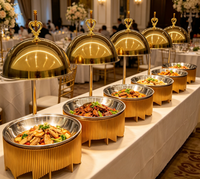 Nouvel Arrivage Réchaud de Buffet Suspendu en Acier Inoxydable Doré 8L à Alimentation au Carburant pour Mariages, Hôtels, Traiteur et Banquets