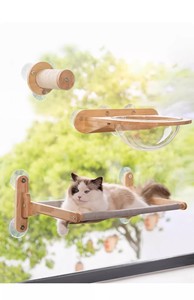 Casa de gato de madera maciza personalizable con cama de ventana de gatito hamaca plegable y portátil nido elevado duradero - Product Image 6