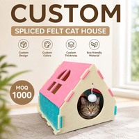 Lit pour chat en feutre personnalisé OEM ODM, tissé et cousu, avec rembourrage en polyester détachable et lavable, personnalisable