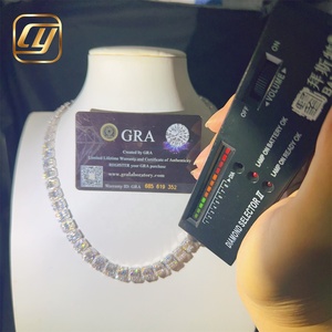 Fine Jewelry 9MM Sterling Silver 925 Hip Hop Pass Diamond Tester VVS Moissanite Diamond <b>Iced</b> <b>Out</b> Cuban Link <b>Chain</b> Necklace - Product Image 4