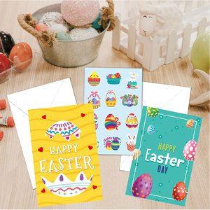 Conejo encantador personalizado Feliz Pascua Tarjeta de felicitación Dibujos animados Impreso Papel DE ARTE doblado Regalo para niños - Product Image 2
