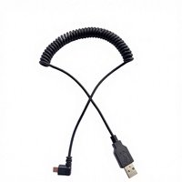 Kabel Data Spiral Spring Retractable USB-A ke Micro USB dengan Kepala Ganda untuk Pengisian Daya dan Transfer Data Ponsel