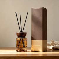 Vente en gros de flacons diffuseurs de parfum vides de 120 ml avec bouchon en bois, flacon en verre dégradé noir et dégradé brun