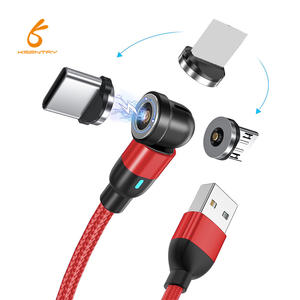 Cable USB tipo C universal 3 en 1 giratorio de 540 ° con carga magnética cargador de teléfono con chaqueta de nailon con luz LED para uso en computadora - Product Image 1