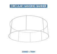 Bannières suspendues circulaires portables de 10 pieds pour salons professionnels, présentoirs suspendus en hauteur pour stands d'exposition, publicité, projecteur
