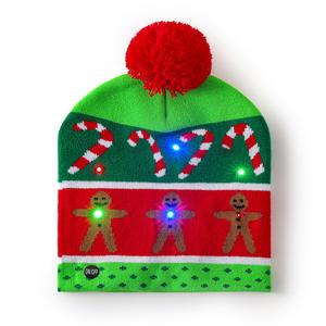 Bonnet LED de Noël tricoté avec <span class=keywords><strong>pompon</strong></span>, bonnets lumineux pour festival d'hiver, casquettes scintillantes pour enfants et adultes, cadeaux de fête de Noël - Product Image 3