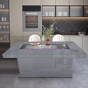 Delux Smoke Grey Mesa de comedor con espejo con chimenea electrónica Decoración <span class=keywords><strong>Muebles</strong></span> para el hogar Decoración interior <span class=keywords><strong>Muebles</strong></span> Meubles - Product Image 1