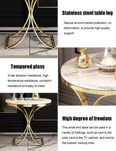 SUKE a buon mercato in acciaio inox Base bianco marmo <span class=keywords><strong>tavolo</strong></span> da caffè <span class=keywords><strong>50x50</strong></span> mobili angolo tavolino per la vendita - Product Image 5