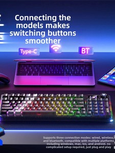 Teclado Mecánico AULA F98Pro <span class=keywords><strong>V3</strong></span> PBT de Tamaño Completo, Pantalla TFT, Luz RGB, Perilla, Intercambiable en Caliente, Personalizable, Inalámbrico, Tri-Modo, para Juegos de PC y Deportes Electrónicos - Product Image 3