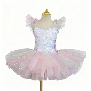 子供の日ステージダンスウェアバレエガールCygnetダンスコスチューム女の子のためのパフォーマンスウェア - Product Image 3