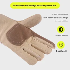 قفازات عمل محسنة ذات طبقة مزدوجة سميكة من القماش الكامل، مقاومة للتآكل وعازلة للحرارة - Product Image 4