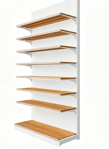 Estanterías Metálicas Multicapa de Alta Calidad para Supermercados Comerciales, Góndola Blanca con Placa Trasera Simple o Doble para Exhibición en Tiendas - Product Image 4