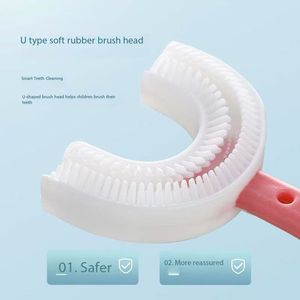 Spazzolino da denti a forma di U per bambini bambini 2-6 7-12 anni bocca in Silicone a setola morbida con spazzolino da denti - Product Image 2