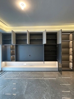 Mueble de TV Moderno con Cajones de Almacenamiento LED, Estantes Abiertos, Puertas de Vidrio, Color Beige para Sala de Estar, Personalizado