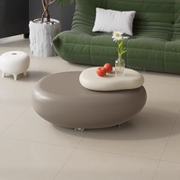 Table basse en crème de style moderne de luxe haut de gamme, design mobile et rotatif, meubles de salon pour usage domestique