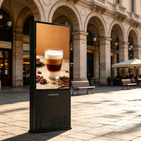 Kiosque numérique LCD ultra-plat de 55 pouces pour extérieur, support de sol, signalisation numérique, IP66, lisible au soleil, Android Windows OS pour station de bus