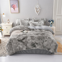 Parure de Lit de Luxe en Fausse Fourrure Longue et Pelucheuse, Housse de Couette, Drap de Lit, Taie d'Oreiller, Drap Housse en Flanelle Velours Microfibre Poilue 40