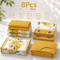 Ensemble de draps de lit sur mesure de haute qualité, 8 pièces, avec rideaux, ensemble de literie pour lit king size, ne se décolore pas, lavable, pour la vente en gros