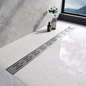 Sifone <span class=keywords><strong>doccia</strong></span> orizzontale in acciaio spazzolato da 50 cm con griglia a motivo mattone, in acciaio inox SUS304, <span class=keywords><strong>per</strong></span> progetti alberghieri, ad alto flusso - Product Image 2