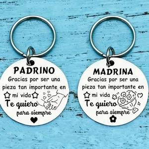 Llavero de acero inoxidable para madrina y <span class=keywords><strong>padrino</strong></span>, <span class=keywords><strong>regalo</strong></span> de llavero, divertido llavero creativo con hebilla para llave, <span class=keywords><strong>regalo</strong></span> de Navidad - Product Image 2