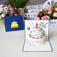 Hot Koop Kleurrijke Mooie Taart 3D Gift Pop Up Kaart Handgemaakte Gelukkige Verjaardag Party Nodigen Wenskaart
