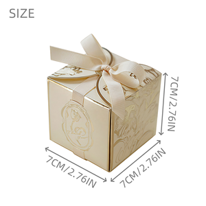Bonbonnière carrée française de luxe | Boîte-cadeau en feuille d'or tulipe avec nœud en ruban pour bonbons de mariage, faveur, douche nuptiale, décor de fête - Product Image 2