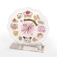 Horloge murale en acrylique transparente personnalisée de haute qualité, motif dessin animé mignon, décoration de maison, horloge de bureau en acrylique