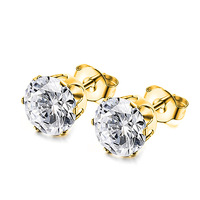 Aretes Magnéticos Cuadrados de Circonita de Acero Inoxidable de 6 mm, Elegantes y Resistentes al Agua, Joyería Magnética Dorada para Niños Sin Perforación
