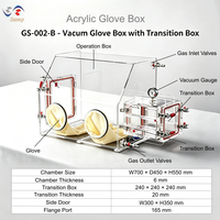 Boîte de manipulation sous vide en acrylique de 6 mm d'épaisseur, compatible avec les gaz inertes, avec ports pour gants et chambre W700*D450*H550, modèle GS-002-B