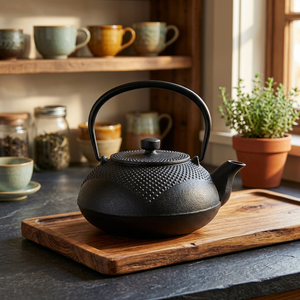 Traditional Chinese Metal <b>Tea</b> Kettle With Lid And Handle Black <b>Cast</b> <b>Iron</b> Design - Product Image 2