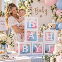 Boîte transparente à 26 lettres pour décorations de scène d'anniversaire de bébé, ornements pour demande en mariage et confession, décorations de boîte à ballons pour baby shower