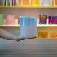 Bol chantant en cristal alchimique professionnel HF pour bain sonore thérapeutique, couleur Aurora Chakra Ombre, bols chantants en cristal pour studio de yoga