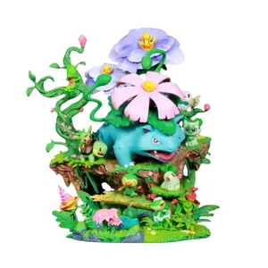 GK Large Pokemone Forest Grass Family Bucket PVC Model Statue Ornament Anime Venusaur Action Figure