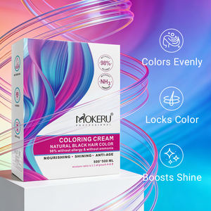 MOKERU Crema Colorante per <span class=keywords><strong>Capelli</strong></span> Neri ad Azione Rapida in 5 Minuti Senza Ammoniaca Non Allergenica da Bianco a Nero OEM <span class=keywords><strong>Copertura</strong></span> 100% dei <span class=keywords><strong>Capelli</strong></span> <span class=keywords><strong>Bianchi</strong></span> 500ml*2 - Product Image 6