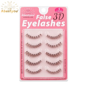 Abestyou <span class=keywords><strong>Cils</strong></span> naturels blonds brun foncé courts, bande transparente invisible, 3D effet vison, croisés, véganes, colorés - Product Image 1