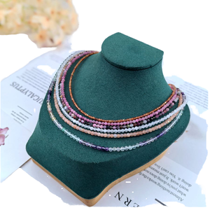 <b>Silver</b> Crystal Necklace 3mm Faceted Beads <b>Choker</b> Clavicle Chain Trendy Unisex Jewelry - Product Image 1