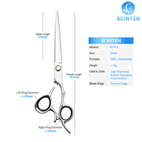 Ciseaux de coiffure en acier 9CR13 argentés de 7 pouces, ensemble de ciseaux à franges pour femmes, ciseaux de coupe pour styliste, ciseaux de salon pour barbier