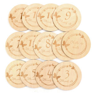 Tarjetas de hitos mensuales de madera cortadas con láser personalizadas, regalos de nacimiento de bebé con grabado <span class=keywords><strong>seguro</strong></span> para niños y niñas con mensaje de 'amor' - Product Image 4